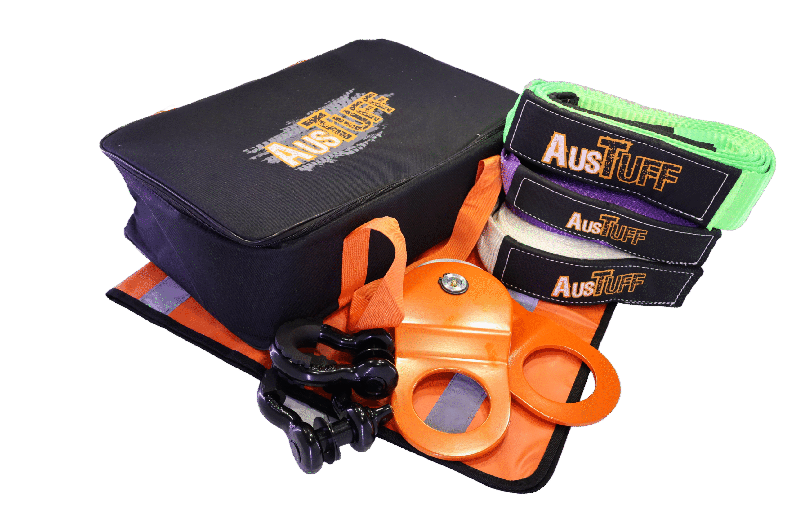 AusTuff 4x4 Recovery Kit - Snatch Strap with Block and Dampener
